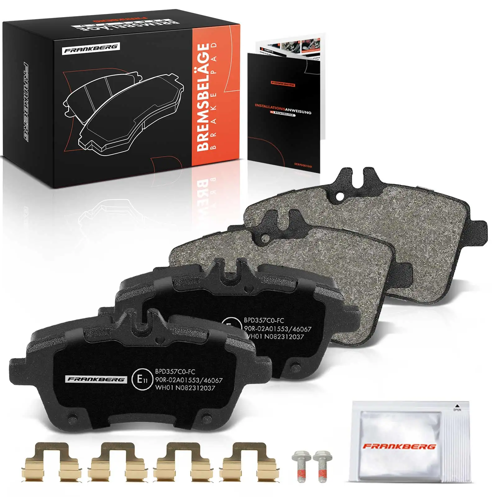 Frankberg 4x remblokken voor voor Mercedes-Benz A-Klasse W169, B-Klasse W245, 2.0L, 2004–2012, 7701207615, 7701206747