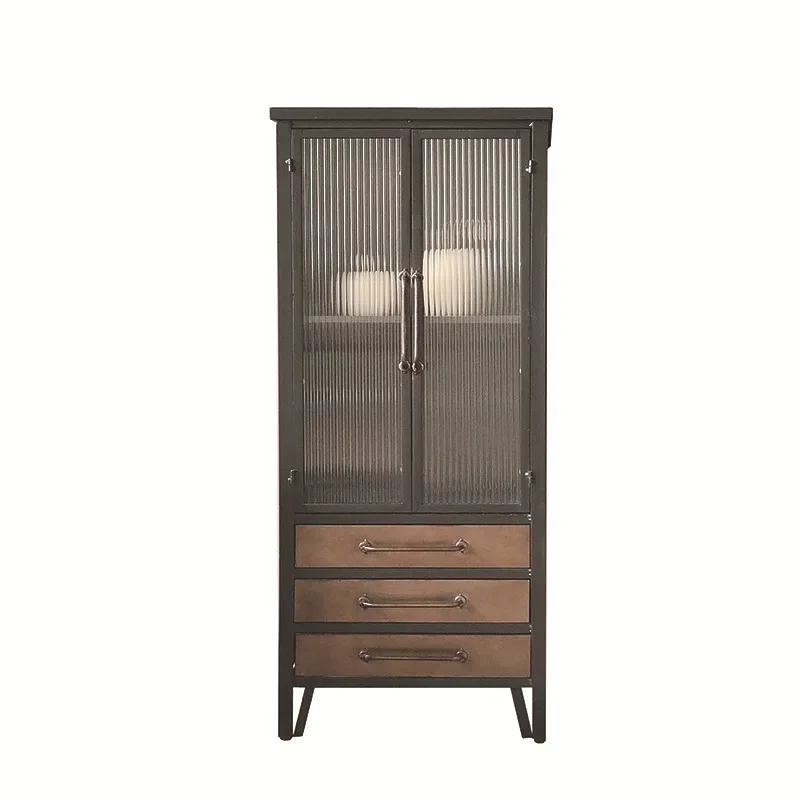 

American retro industrial wind wrought iron combination office bookcase living room home display