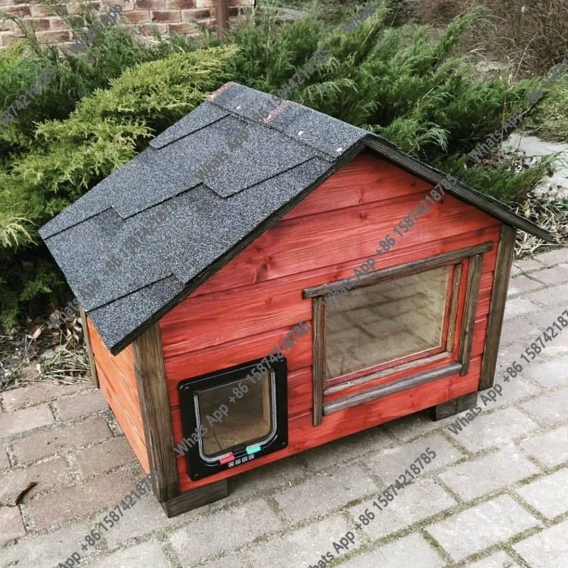 

Outdoor cat room cat nest cat villa cold double layer solid wood cotton warm courtyard rain and sun protection stray outdoor