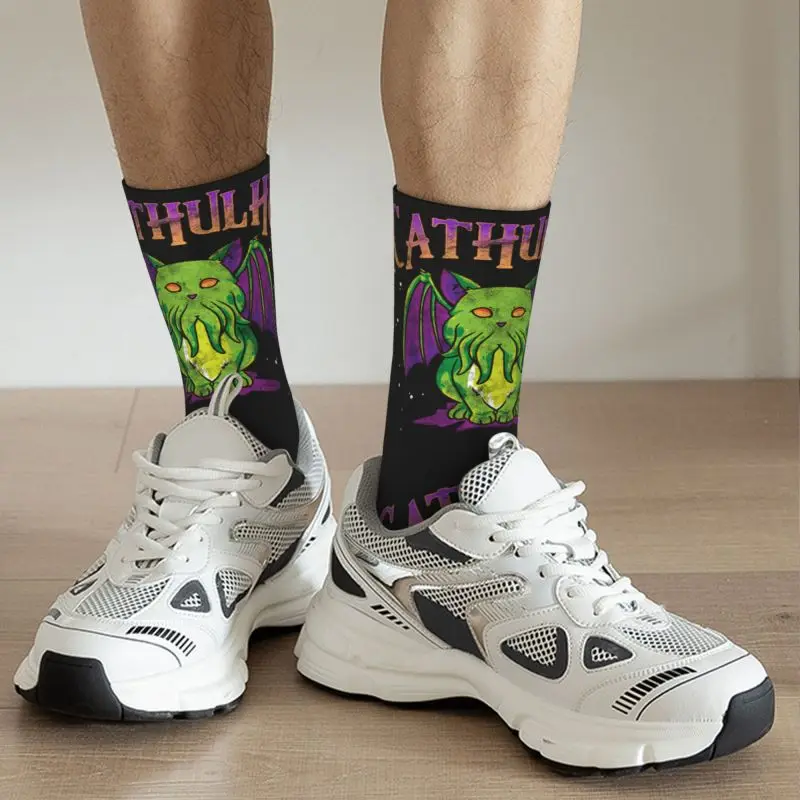 Calcetines con estampado 3D de gato Cathulhu Unisex, medias cálidas y cómodas para hombre