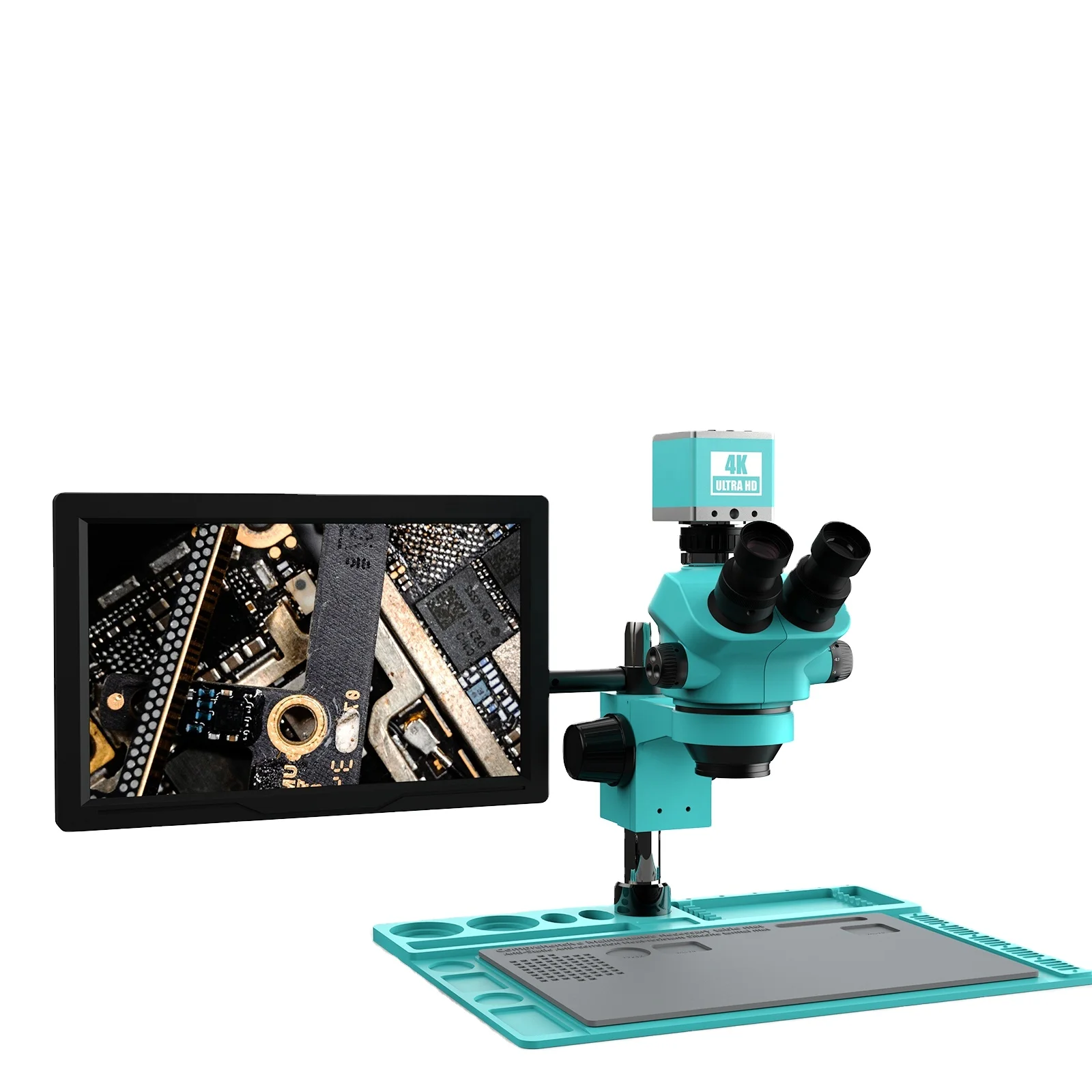 RF4 Industrial Optical Stereo microscope 3840x2160 4K ultra HD camera and 15.6 inch 4K display for mobile phone maintenance