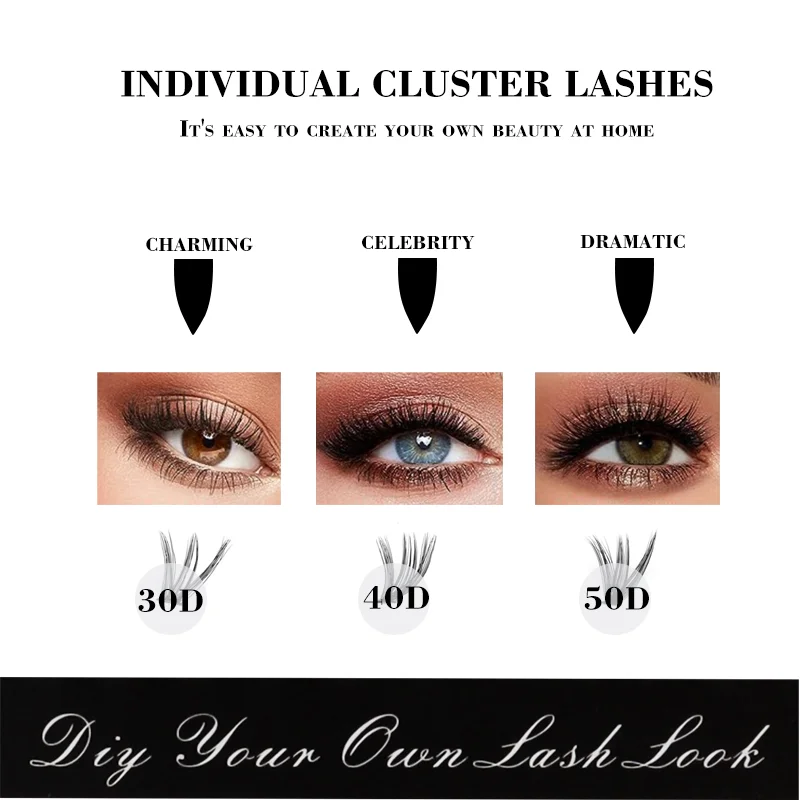 12 Lines 30D 40D 50D Mixed DIY Eyelash Extension Segmented Cluster False Eyelashes Super Natural Lash Glitter Premade Lashes