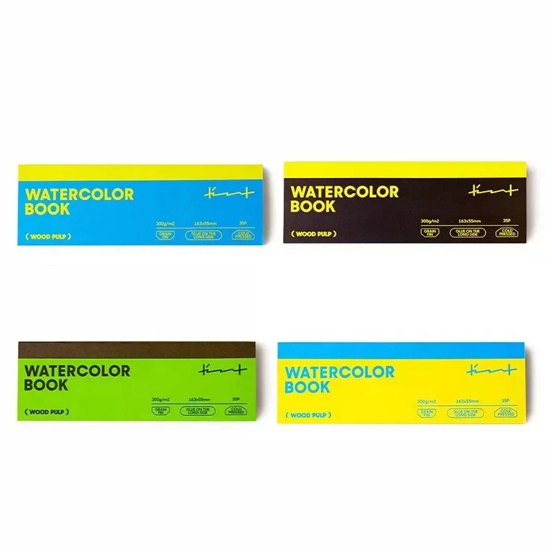 Medium-coarse texture watercolor paper pad, 35 sheets, 100*100mm/63*100mm, 300gsm wood pulp paper, wrinkle-resistant and stable
