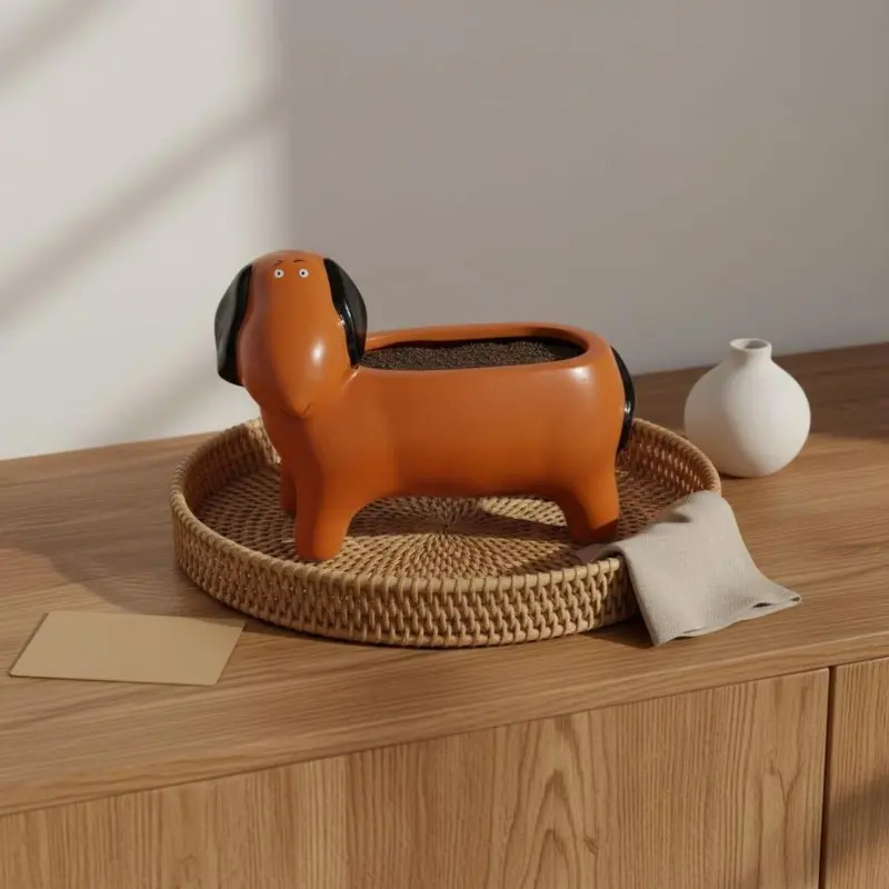 

Dog Shaped Planter Desktop Decoration Creature Figurine Planter Novelty Plant Holder Decorative Garden Decor Weather-Resistant