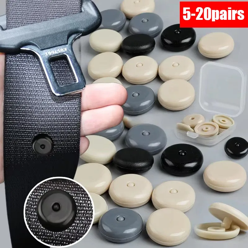 5-20pairs Car Safety Seat Belt Limit Buckle Clip Retainer Seatbelt StopButton Black Gray Beige Button Auto Interior Accessories