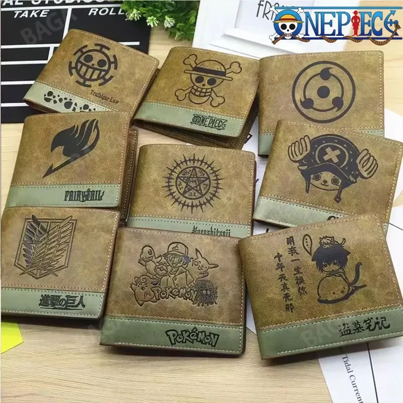 Anime One Piece Figure Wallet Luffy Purse Zoro Ace Bounty Order Skeleton Pattern Pu Cartoon Kawaii Wallet Card Holder Purse Gift