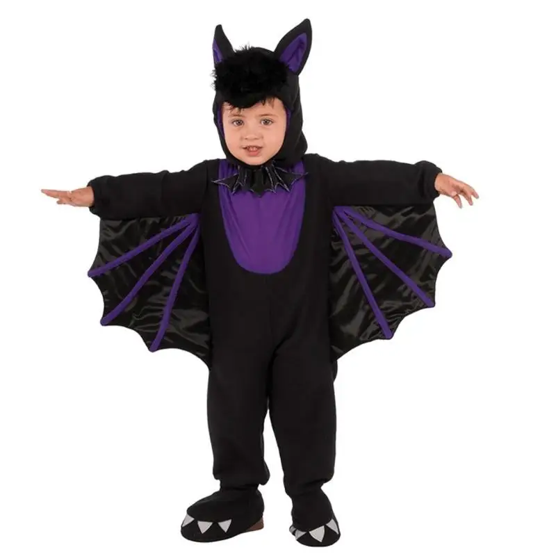 39bd bat jumpsuit met vleugel voor jongensmeisje Halloween Cosplay bat jumpsuit Halloween Devil -kostuum met hoed