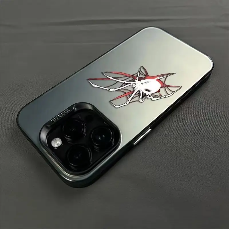 Coque de téléphone Black Spider Cartoon DstressVerde, coque laser 256, coque pour iPhone 16 15 14 13 12 11 Pro Max Poly XS MAX 7 8 PLUS MINI Y2K