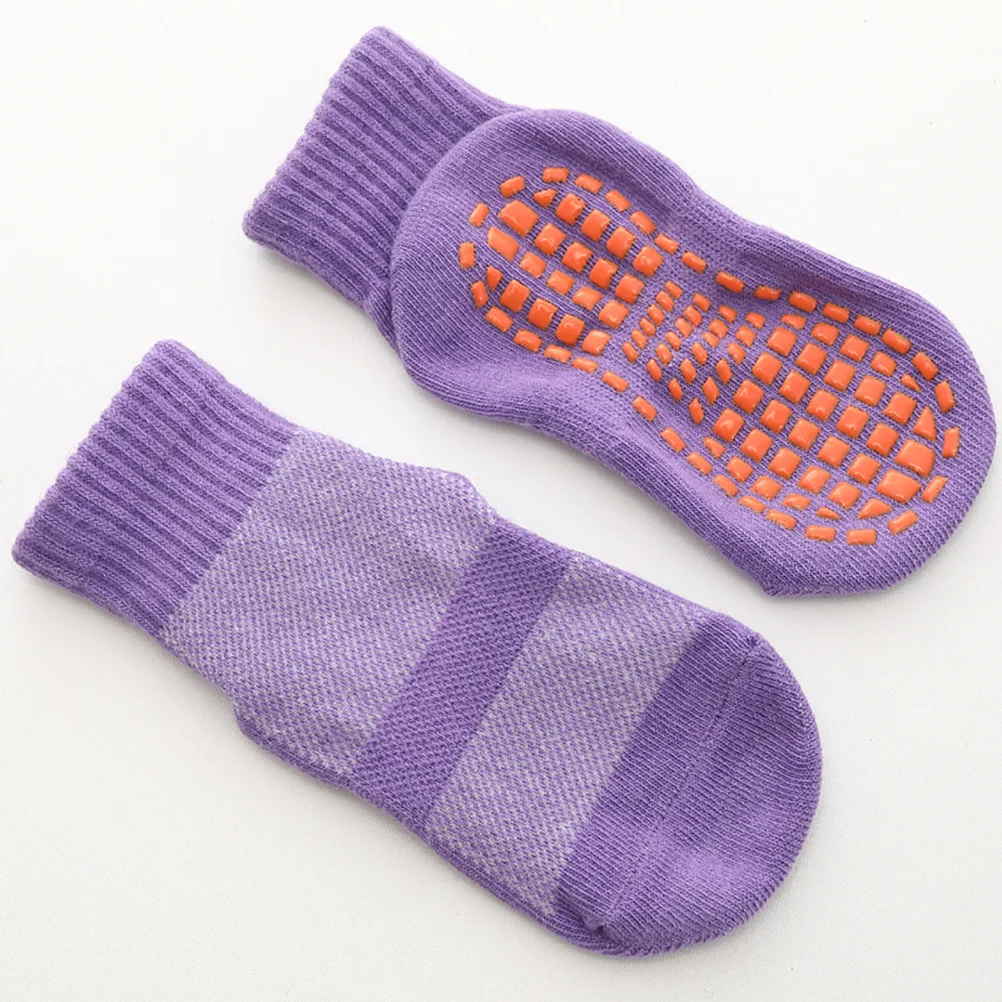 

3Pairs Non-Slip Floor Socks for Kids Soft Cotton Dispensing Design Non Hairball Winter Warm Socks Birthday Gift S Lavender 1-4