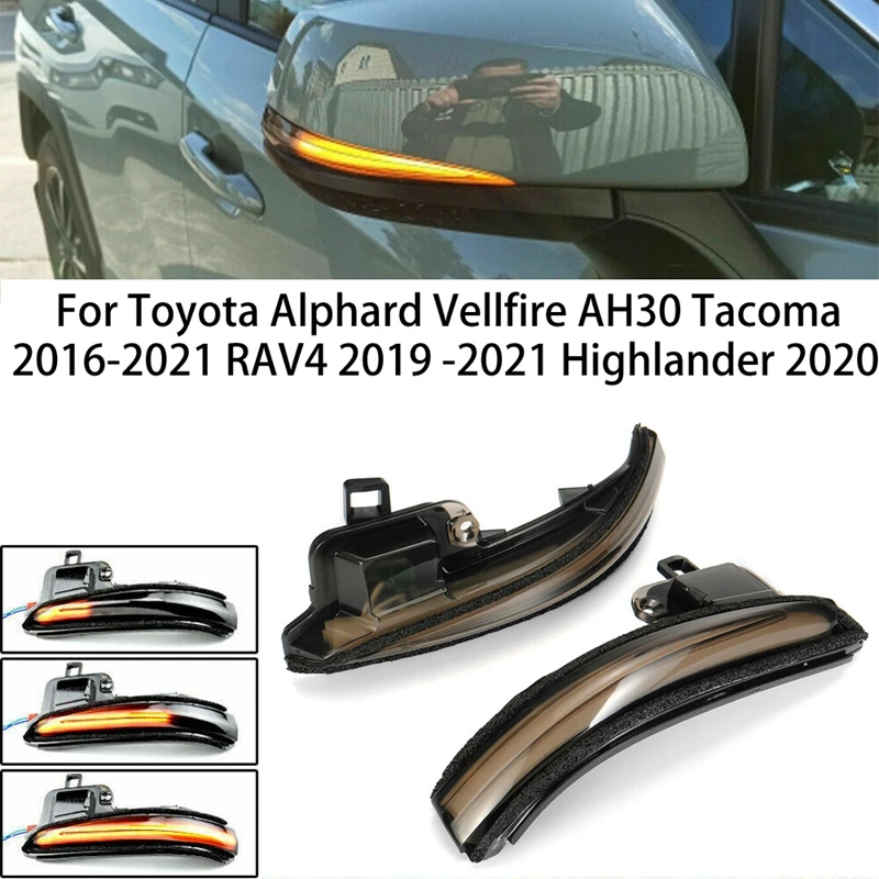 

Для Toyota Alphard Vellfire AH30 Tacoma 16-21 RAV4 19-21 Highlander 2020 LED, динамическая зеркальная лампа