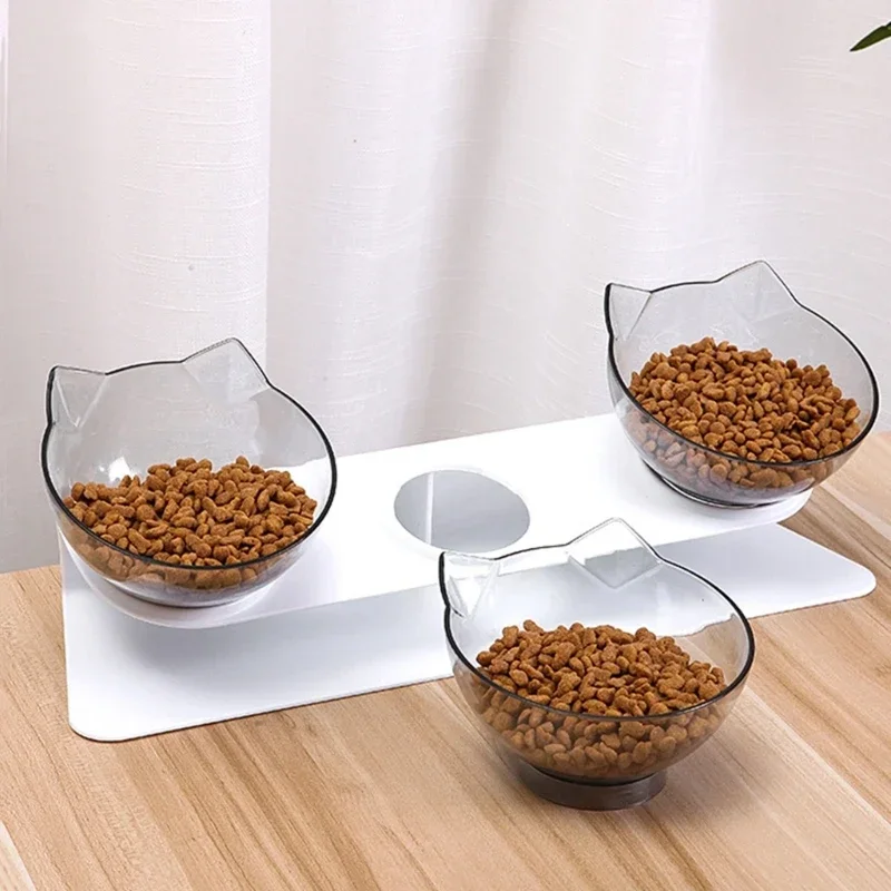 

15° Tilted Cat Dog Feeder Food Drinking Water Bowl for Puppy Kitten Food Grade Neck Guard Raised Pets Feeding Dish Bowl