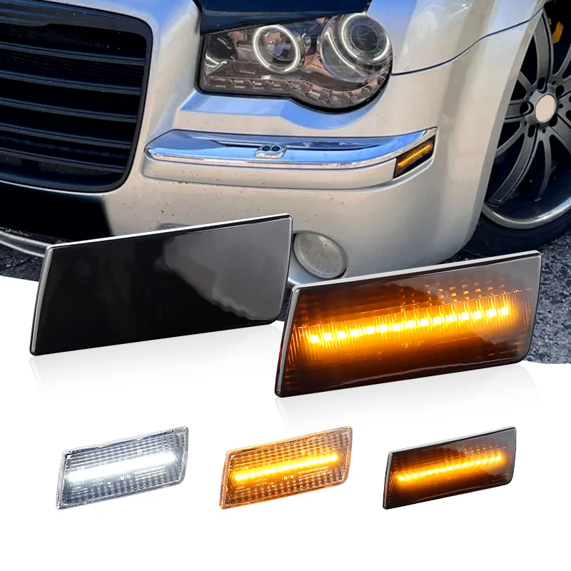 

2×for Chrysler 300 300C 2005 2006-2010 - Car Front Bumper Lights Driving Parking Light LED Fender Side Marker Signal Lamp Amber