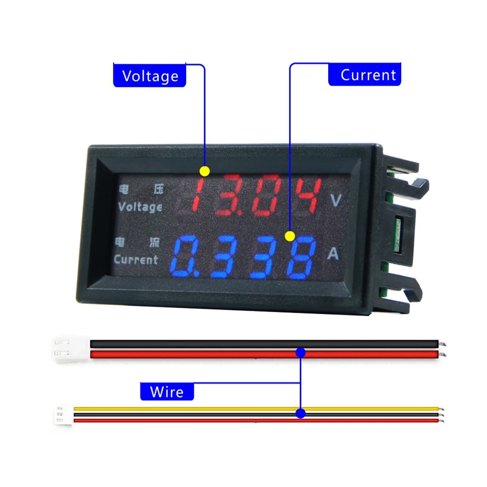 M4430 DC 100V 200V 10A Electronic Digital Voltmeter Ammeter 4Bit 5Wire 0.28\'\' LED Display Voltage Regulator Volt AMP Meter Teste