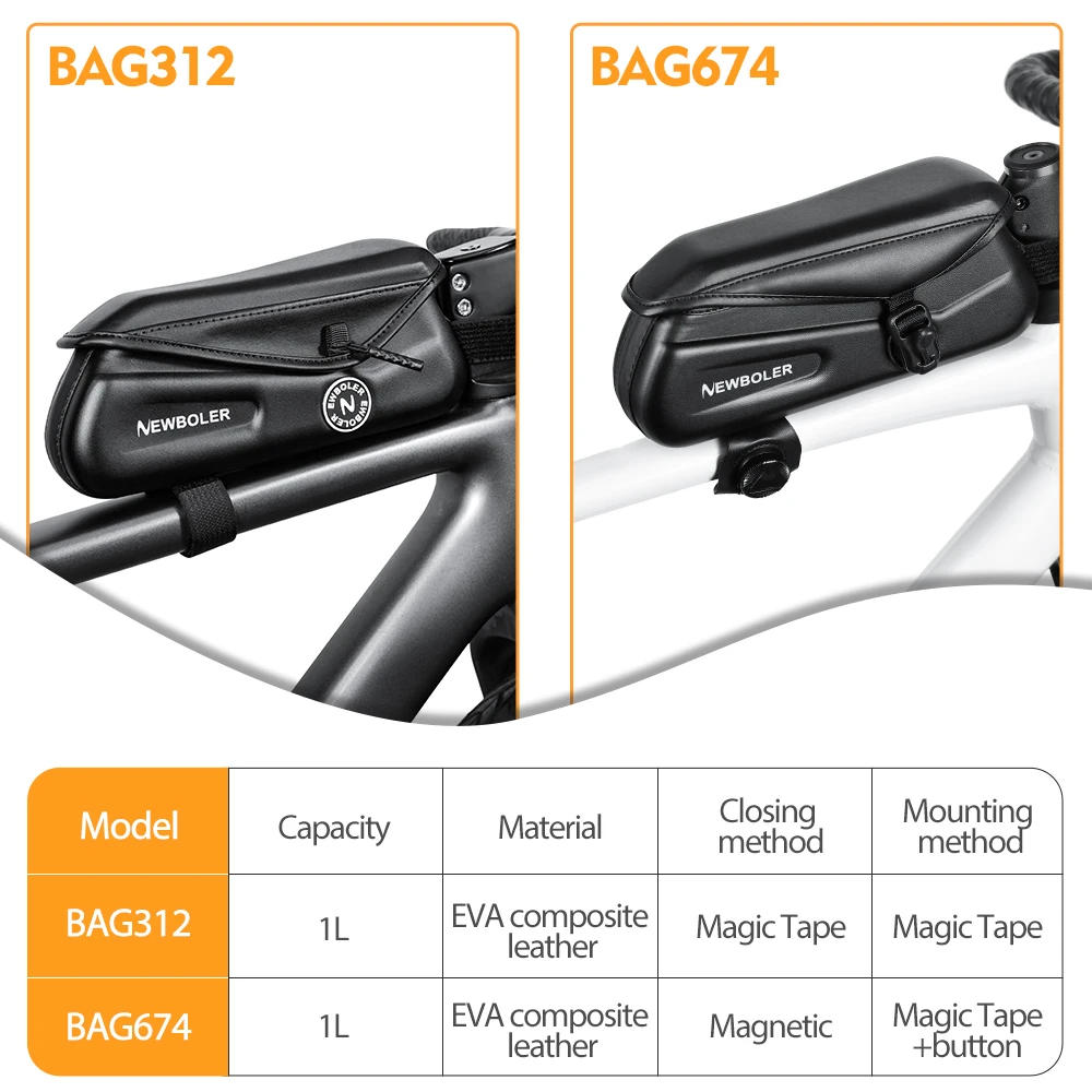 NEWBOLER إطار دراجة هوائية الجبهة كيس أنبوب المغناطيسي المفاجئة إغلاق حقيبة الدراجة مقاوم للماء حقيبة أنبوبية MTB الطريق دراجة أداة حقيبة