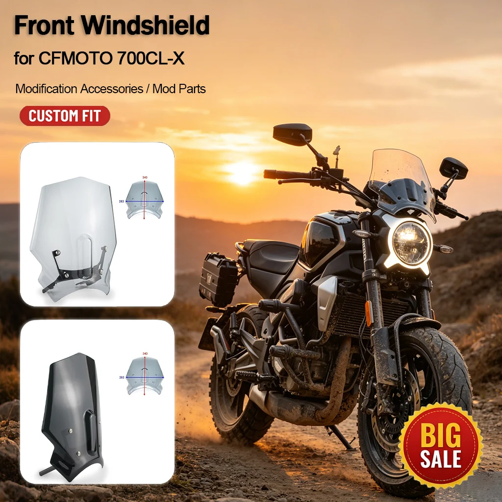 Motorcycle Retro Front Windshield Windscreen Fit for CFMOTO 700CL-X Wind Deflector Modification Accessories