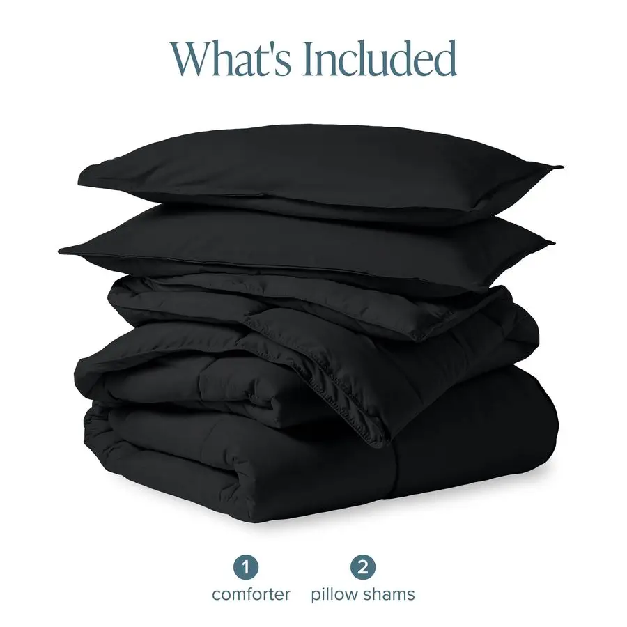 

Comforter Set Queen Size UltraSoft Goose Down Alternative Premium 1800 Series All Season Warmth Queen, Black