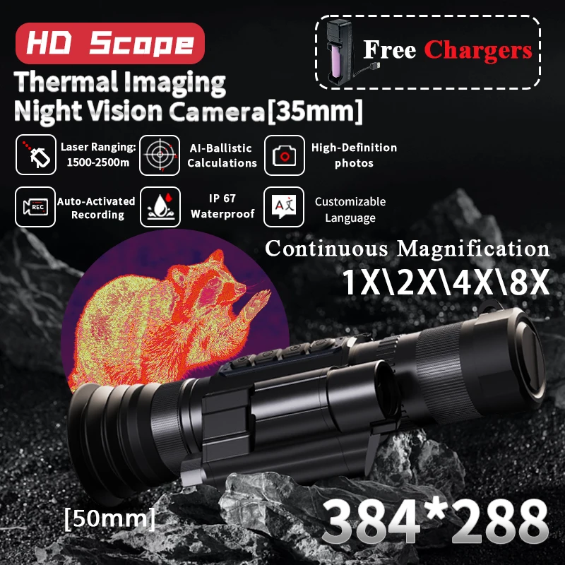 

Direct Selling FHD3-35-LRF Vanadium Oxide Uncooled Sensor thermal imaging sight scope with range finder night vision