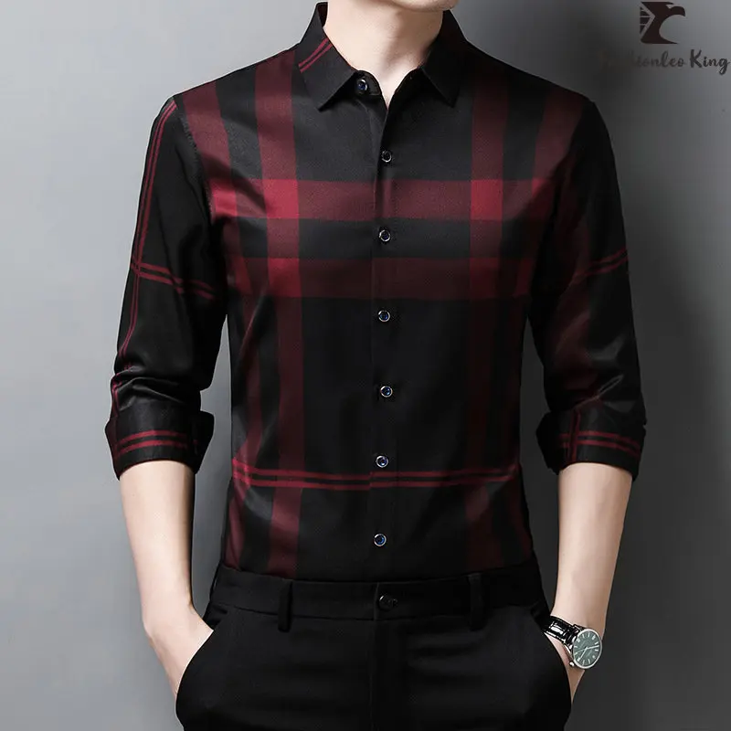 Check Shirt Men\'s Plaid Long Sleeve Shirt Casual Comfortable Business Breathable Striped Shirts Tops