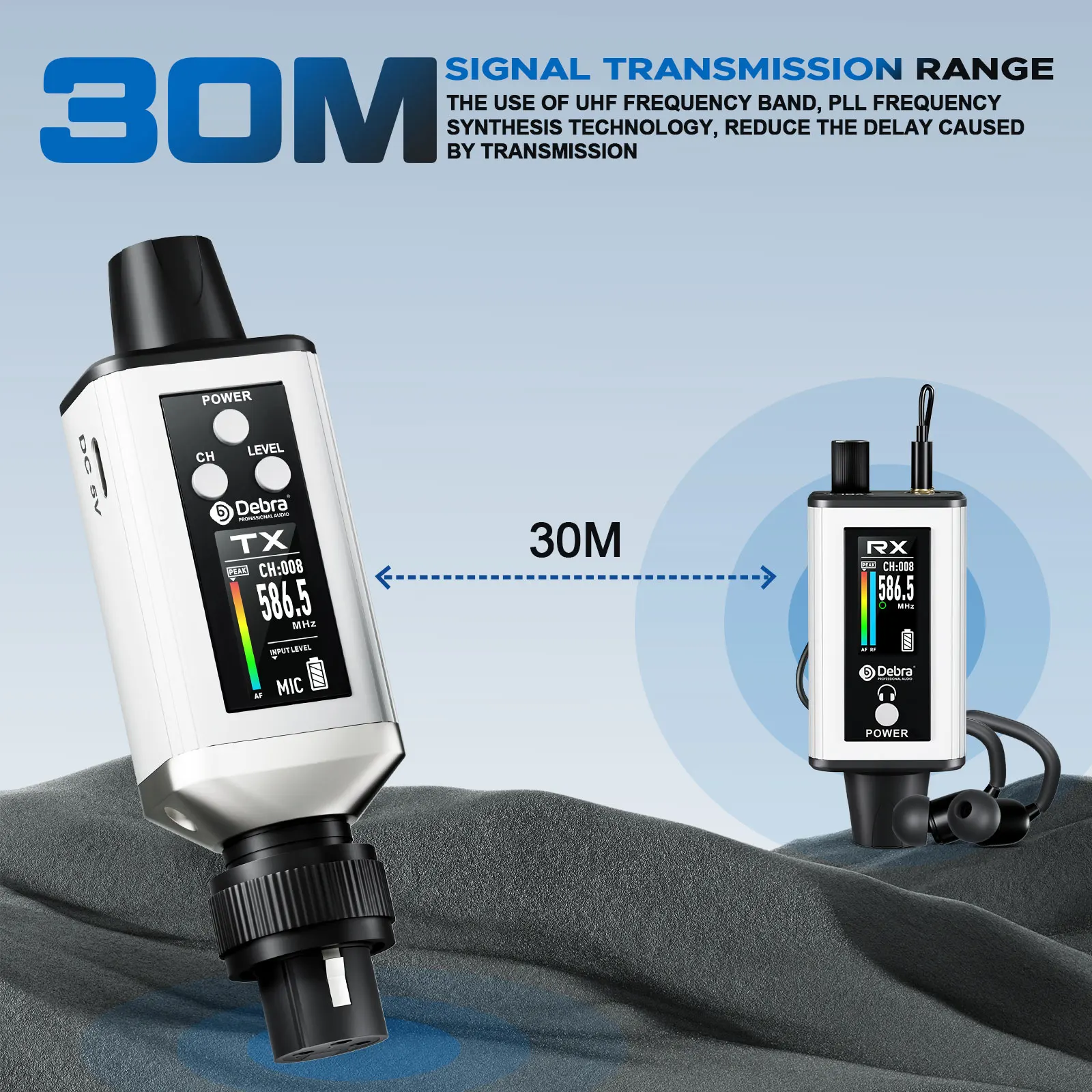 Debra EMX-1 Wireless Monitoring System, Portable UHF Rechargeable Wireless System, Dynamic Wired Microphone for Band Performance