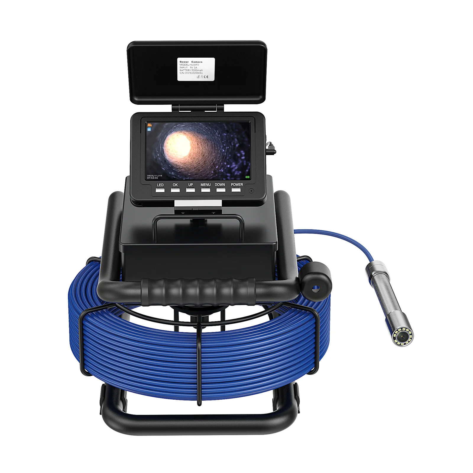 Sewer Inspection Camera 5 Inch IPS 1080P DVR Drain Sewer Inspection Video Recording 20/30/50M Self-Leveling 512HZ Transmitter