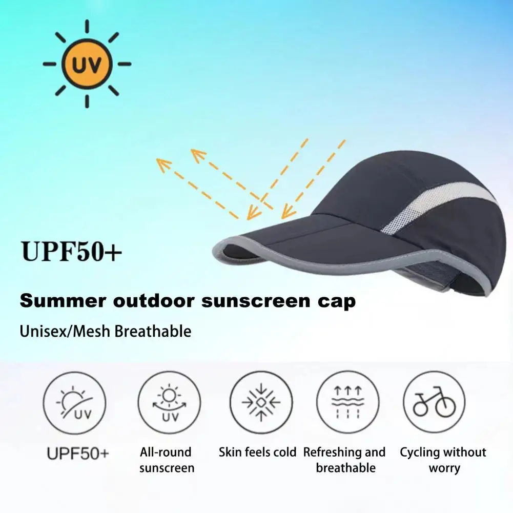 Uv Protection Cap Breathable Mesh Sunshade Sports Cap for Running Hiking Cycling Anti-uv Reflective Strip Sweatband for Outdoor