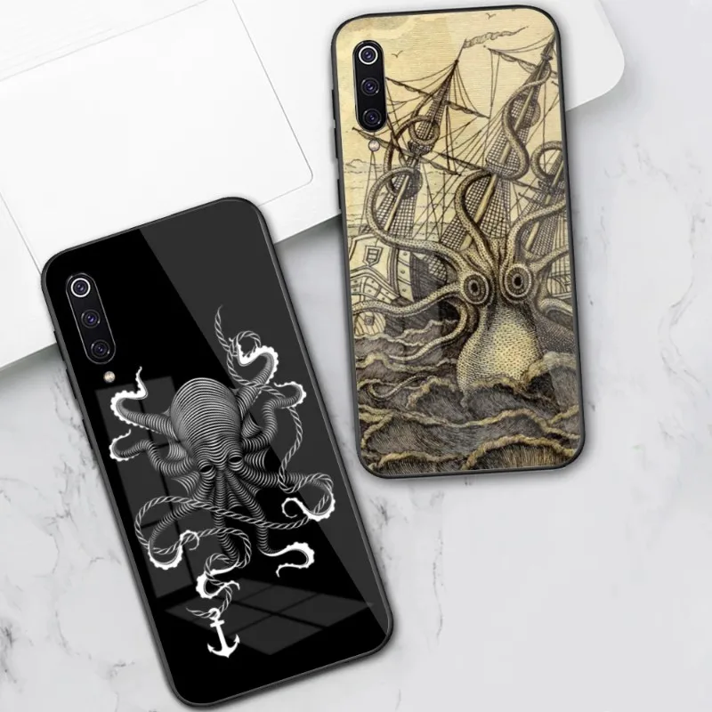 Norway Kraken Octopus Phone Case for Xiaomi 13 12 11T 10 9 Lite Redmi Note 11 10 10S Pro 9 9A 8 PC Glass Phone Cover Funda