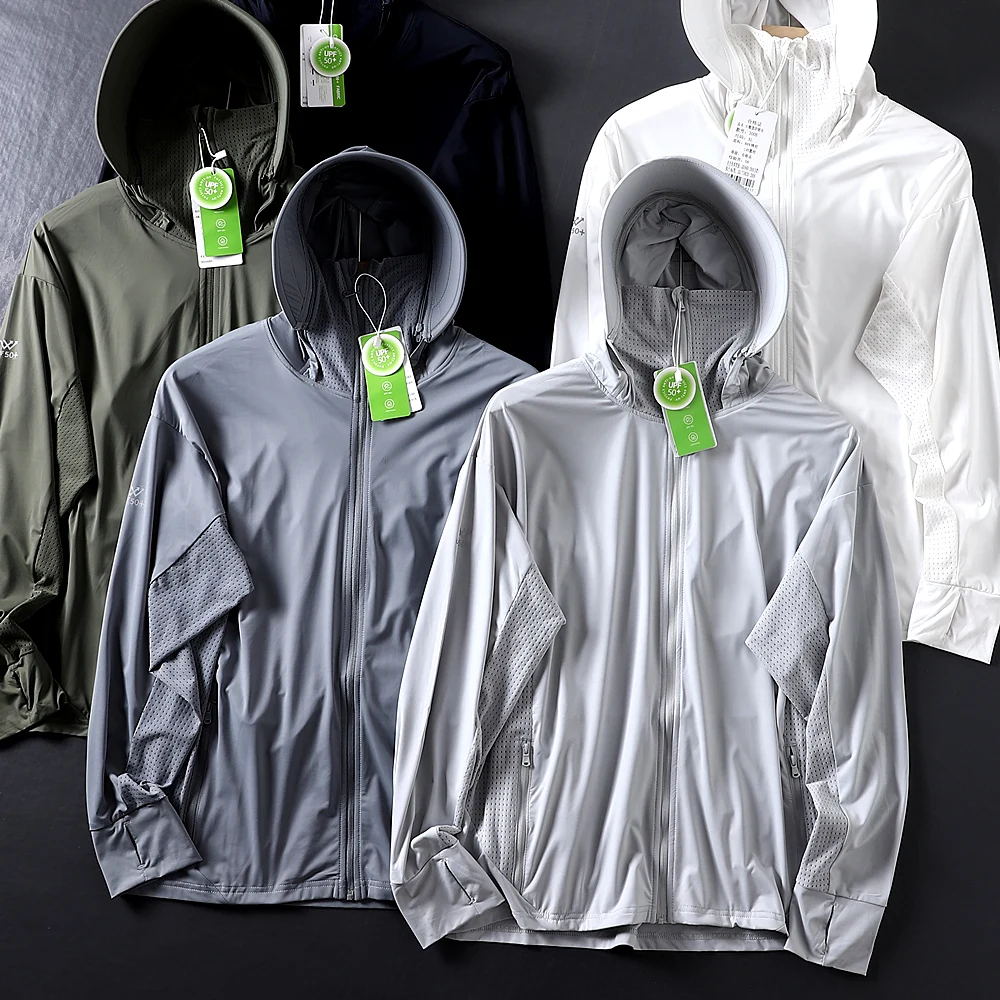 

Обновленная шляпа с широкими полями! UPF50! Прохладная дышащая одежда для защиты от солнца! Солнцезащитная верхняя одежда из ледяного шелка с капюшоном для пар