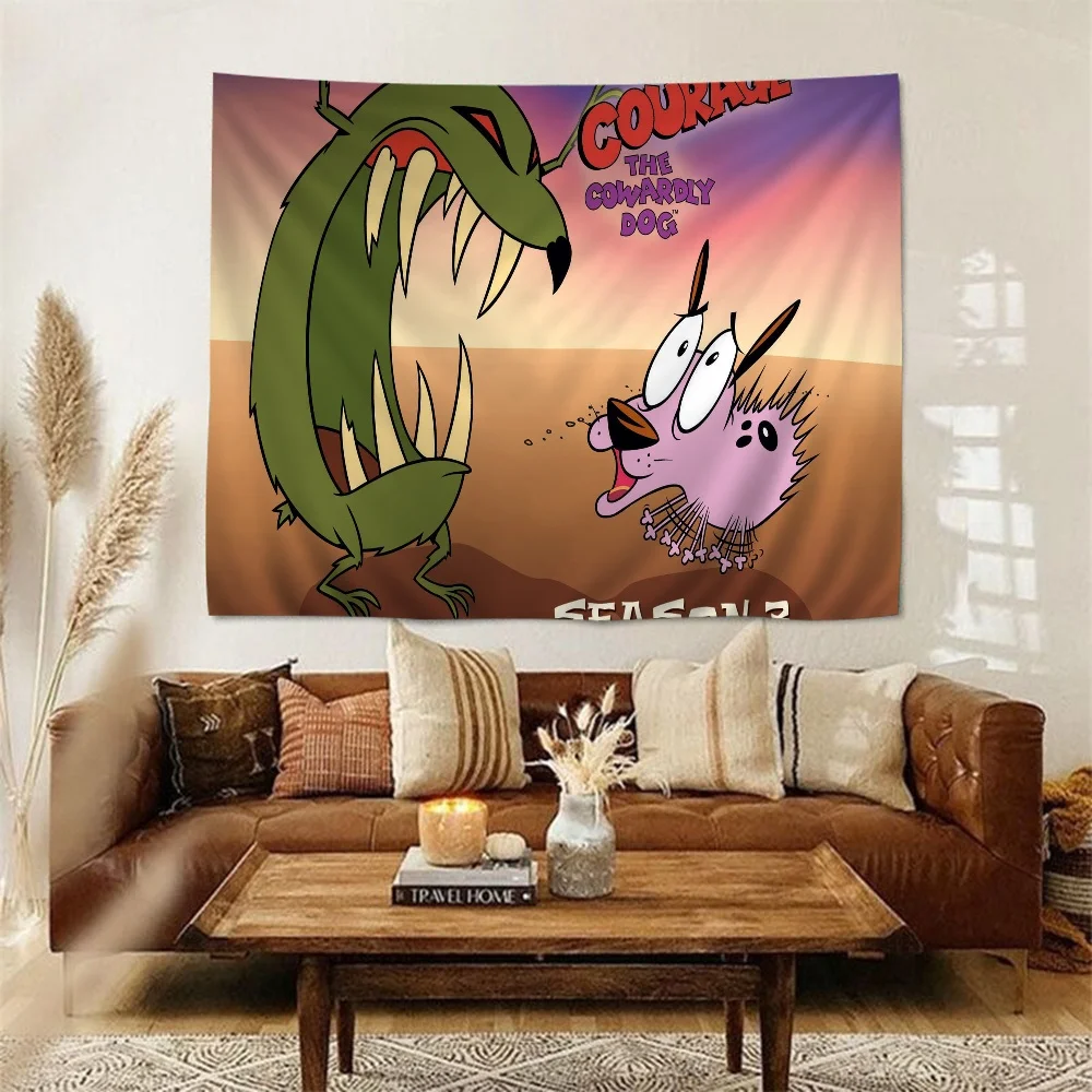 COURAGE Der C-Cowardly Lustiger Hund Cartoon Wandteppich Party Wohnzimmer Zuhause Balkon Wanddekoration Banner Schlafzimmer Wandteppich Outdoor