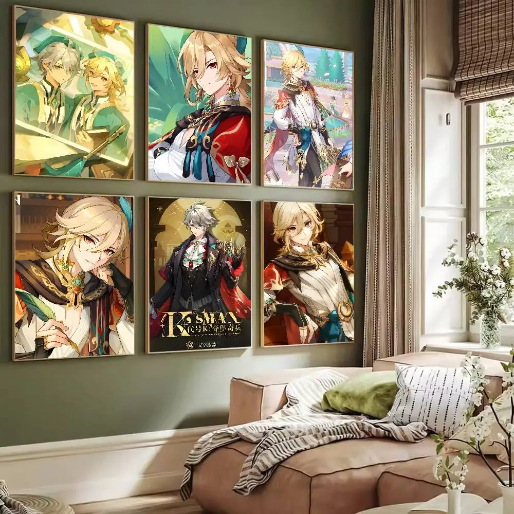 جينشين إمباكت كافيه الهيثم ملصق ذاتي اللصق فني مقاوم للماء ورقة ملصق مقهى بار غرفة النوم جدار ديكور