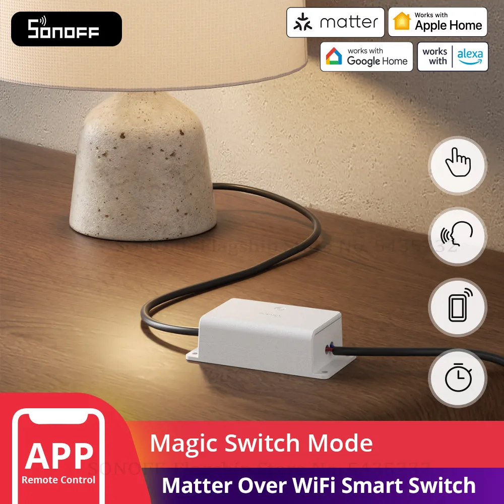 SONOFF Basic Gen5 Matter Over WiFi Smart Switch BASIC-1GS Matter Protocol سطح لمس كبير عمل موثوق به مع نظام Apple البيئي
