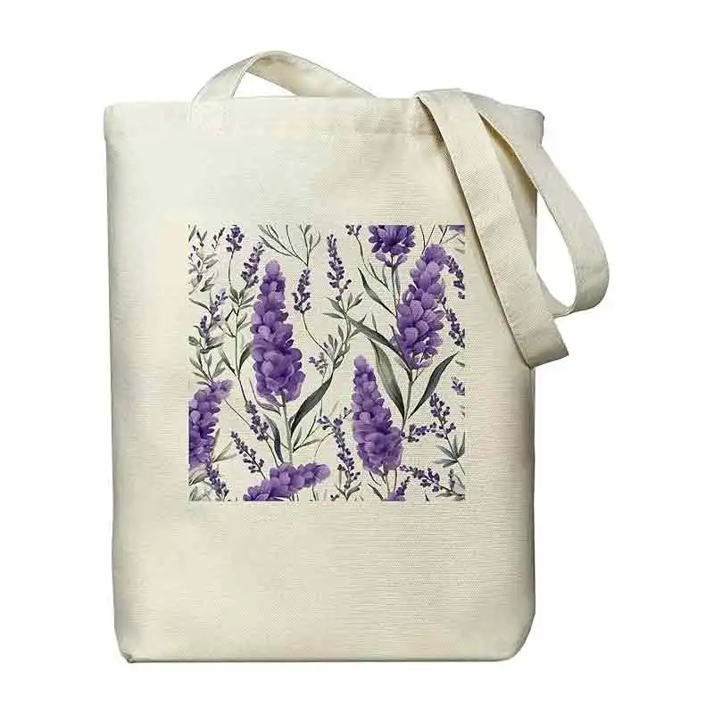 TOUB04 Floral Tote Bag, Canvas Bag, Zipper Bag for Women, Aestheti Bag with Pocket Floral Pattern Book Tote