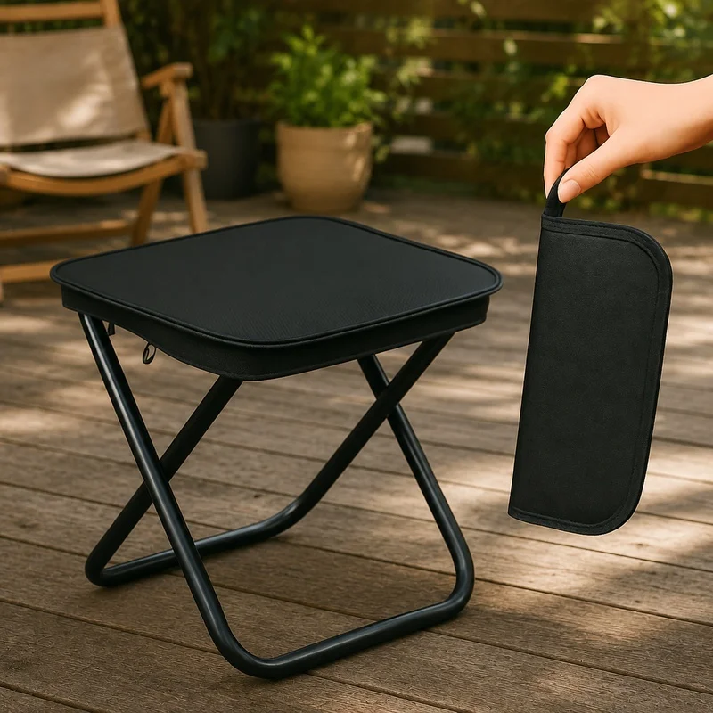 Portable Folding Stool with Iron Frame, Lightweight and Sturdy for Outdoor Camping, Fishing, and Picnics