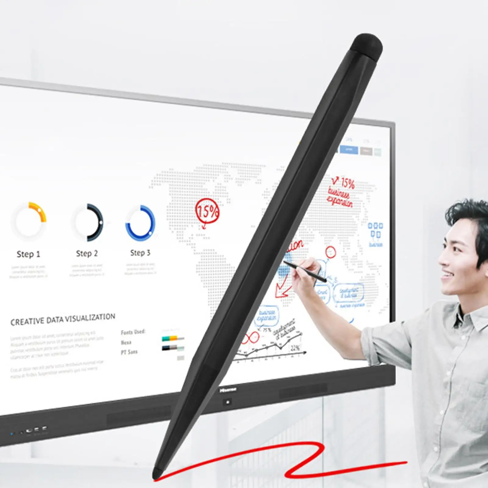 

Ручка для сенсорного экрана, эргономичные двойные наконечники, прецизионный планшет для рисования, компьютер, офис, бизнес, дом, развлечения, образование