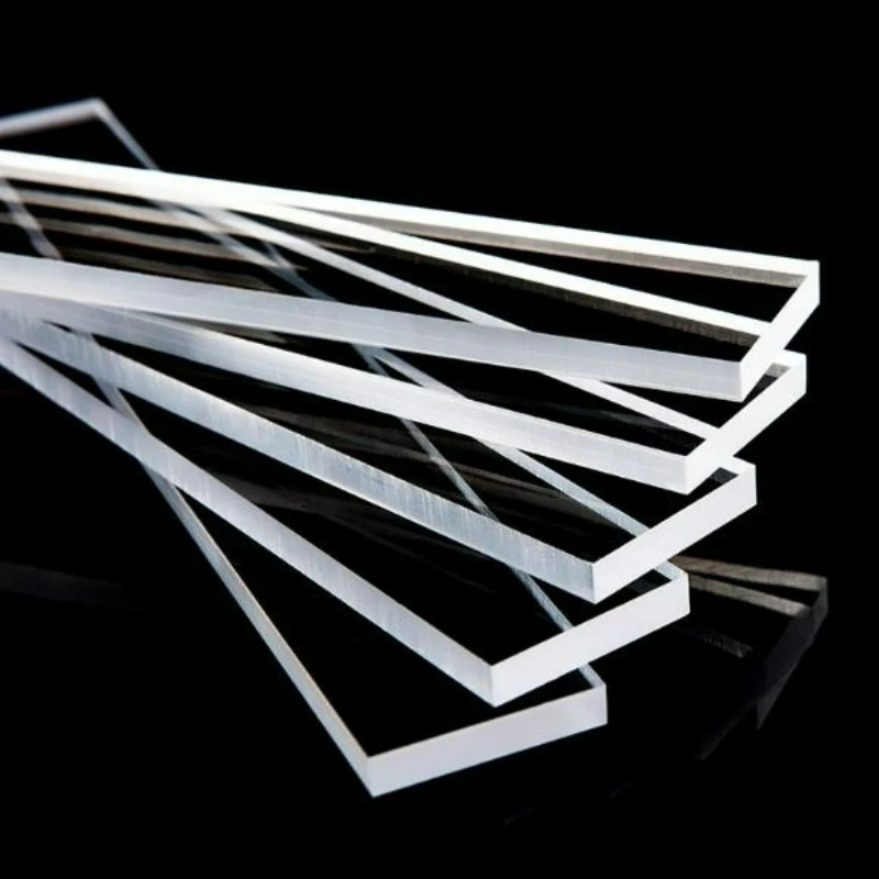 2Pcs Transparent Acrylic Flat Square Rod 100mm~500mm Length Extruded Plexiglass Bar Custom Cut DIY Craft Material