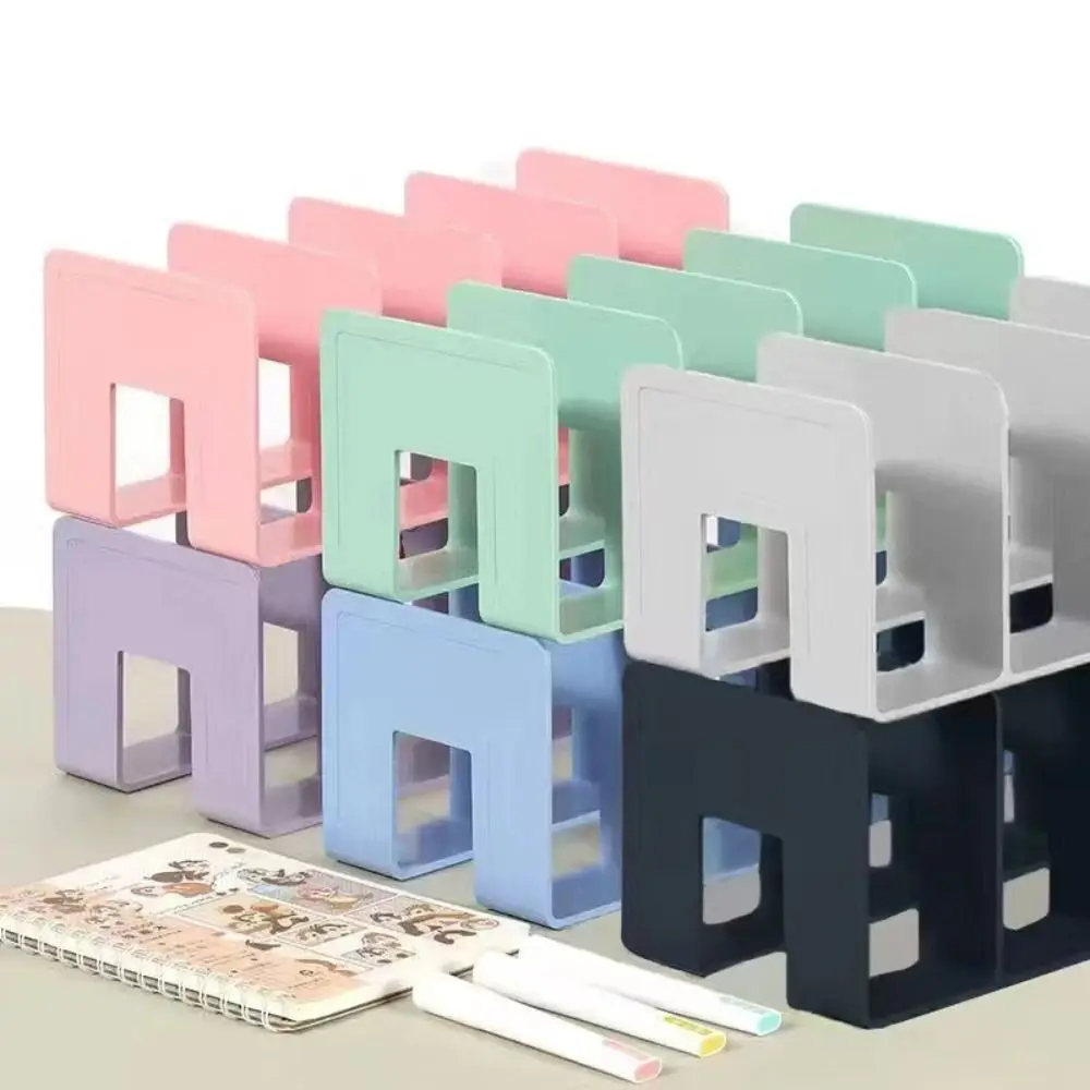 

Desktop Transparent Book Stand Morandi Color Plastic Book Organizer Thickened Acrylic Bookshelf Student