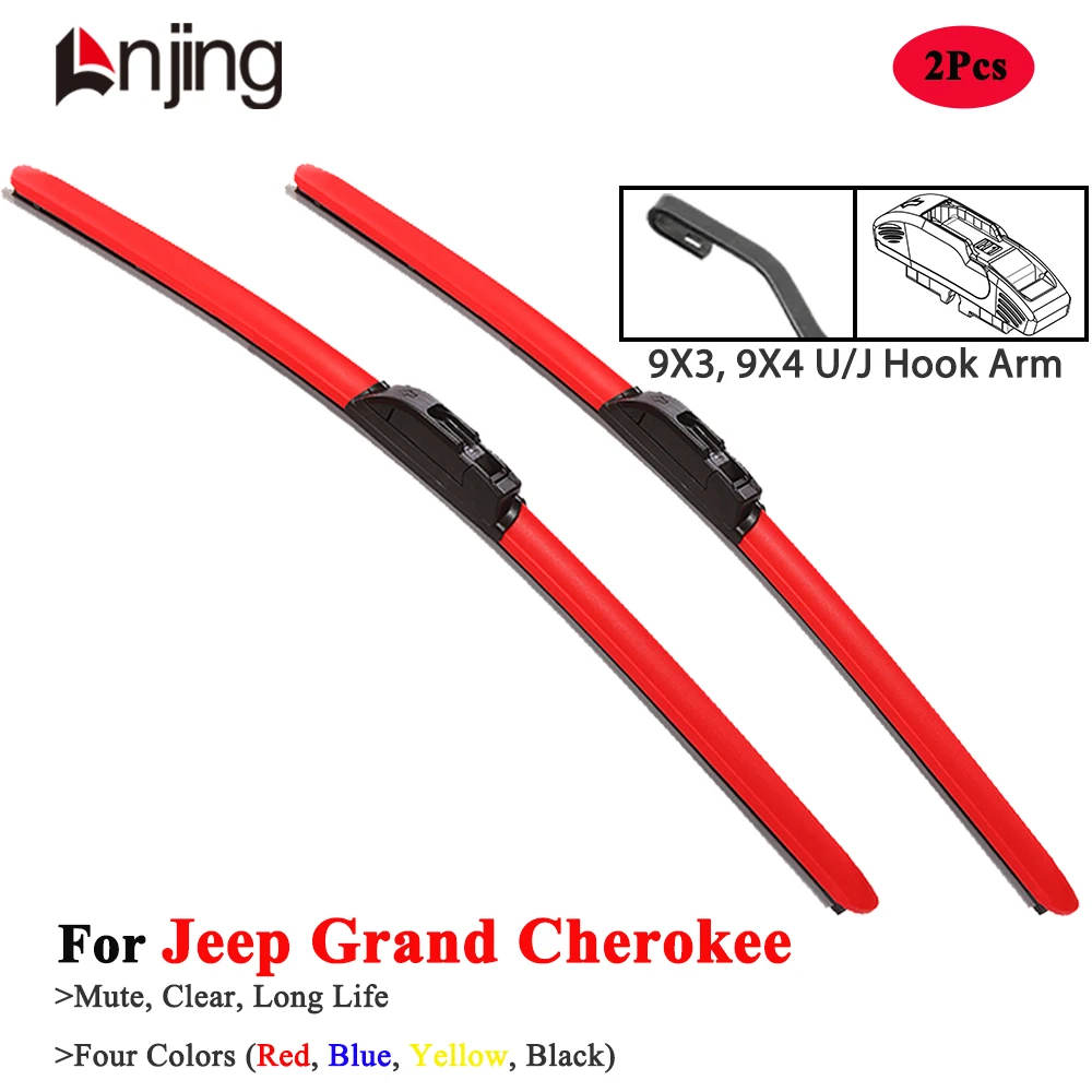 LNJING Colorful Wiper Blades For Jeep Grand Cherokee Trim WH WJ WK2 1991 1999 2005 2008 2010 2014 2015 2022 2024 Car Accessories