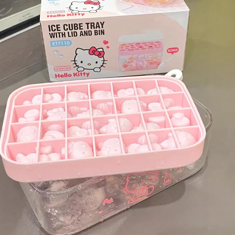 

Kawaii Hello Kitty Silicone Ice Cube Mold Storage Box Kitchen Supplies Cute Cartoon Anime Toys Gift Wholesale Girl Students