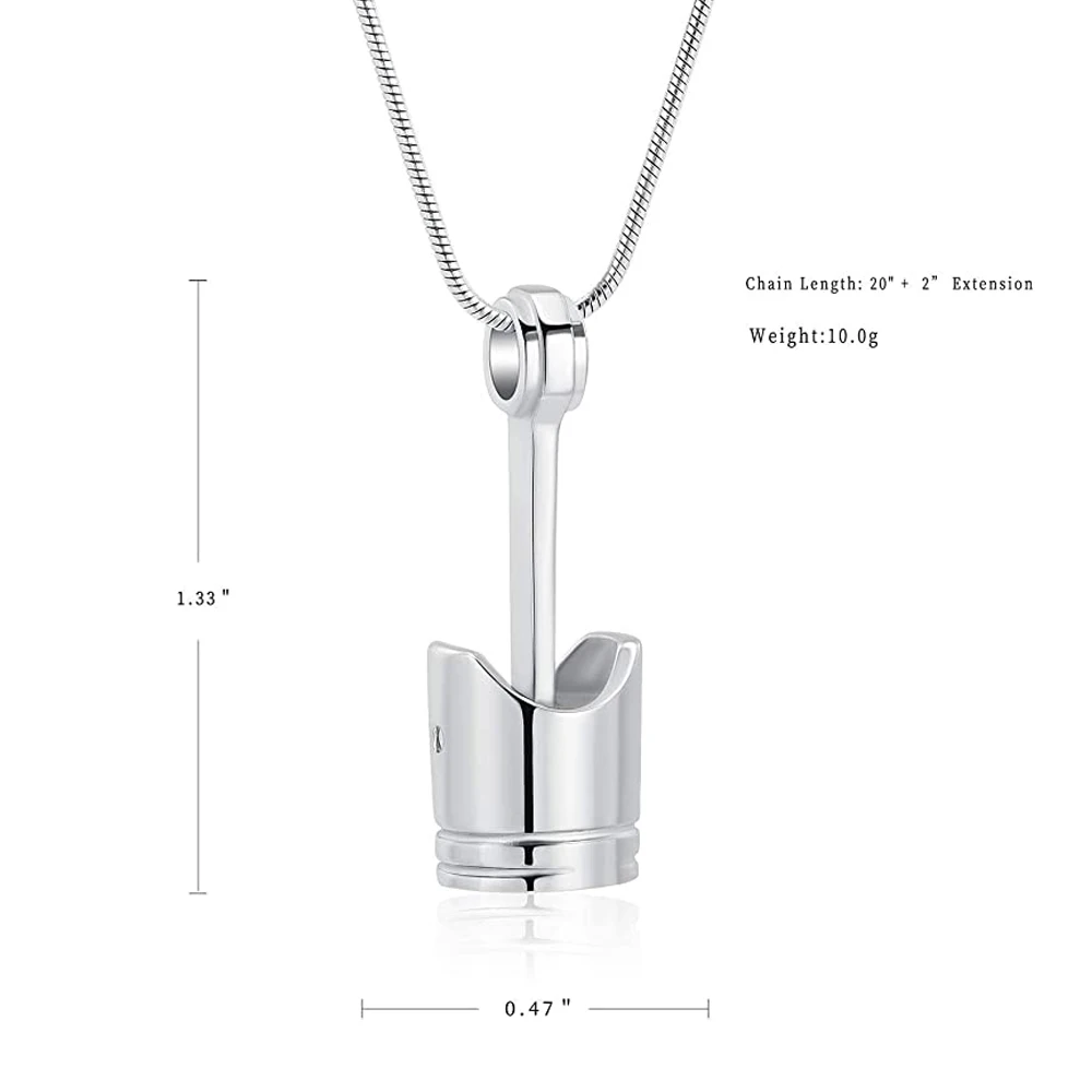 Auto Parte Cremação Urna Chaveiro, Cinzas de Pistão Motor Masculino, Lembrança Memorial Jóias, 2 pcs