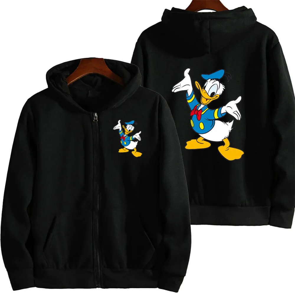 Oversized Hoodies & Sweatshirts Moodwear Disney Donald Duck Winter Jackets Zip-Up Hoodies Y2K Apparel Kawaii Streetwear Outerwea