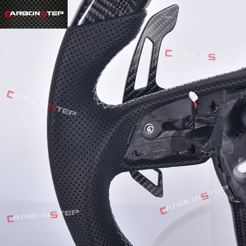 LED Carbon Fiber Steering Wheel for Audi R8 C7 A5 B8 RS3 S3 A7 A4 B9 RS6 RS7 S4 A3 A6 - view 4