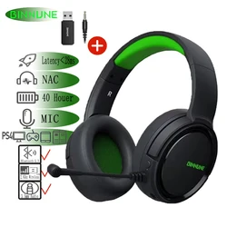 BINNUNE 2.4GHz Wireless Gaming Headset for PS5 PS4 PC,NS, Bluetooth 5.2 USB Gamer Headphones with Noise Canceling Microphone for