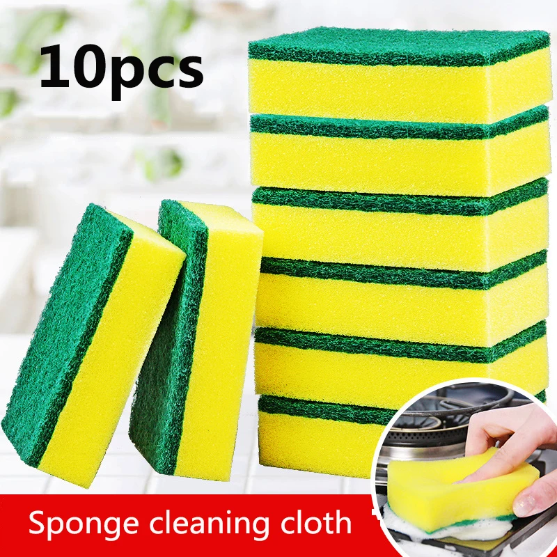 10Pcs Cleaning Cloth Spongs Household Scouring Bowl Kitchen Dish Cloth Auto Sponge Wipe Cleaning Towels Accessories