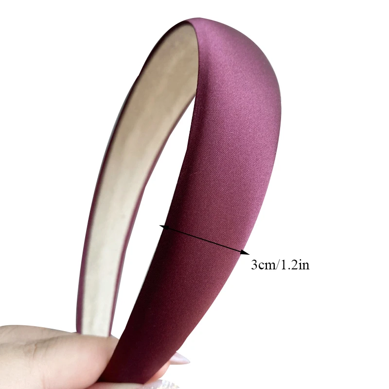 New Padded Headbands For Women Wide Satin Bezel Hair Band Hair Hoop Girls Sponge Thick Solid Color Hair Accessories Headwear