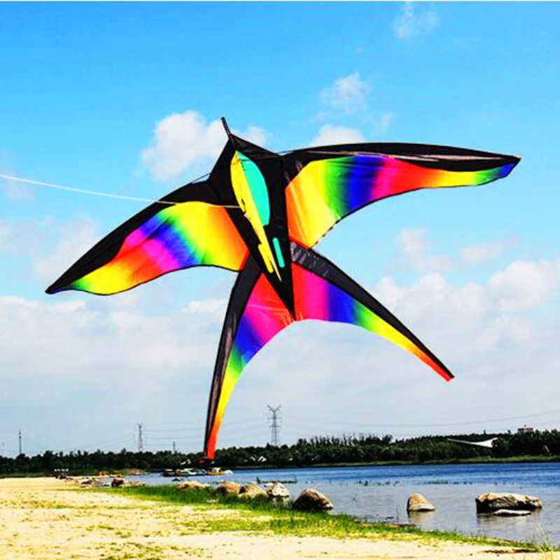 free shipping rainbow bird kites for kids outdoor toy sports drachen steigen cerf volant professionnel wooden kite reel volantin