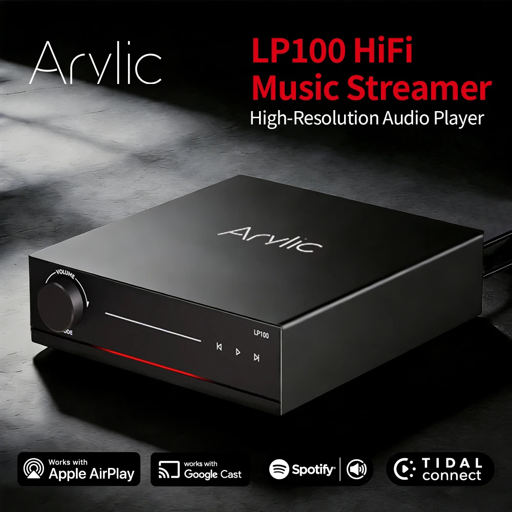 Arylic LP100 Streamer Musicale Wireless WiFi Bluetooth 5.4 AirPlay 2 Google Cast Spotify TIDAL Roon HDMI eARC Phono DAC Multiroom