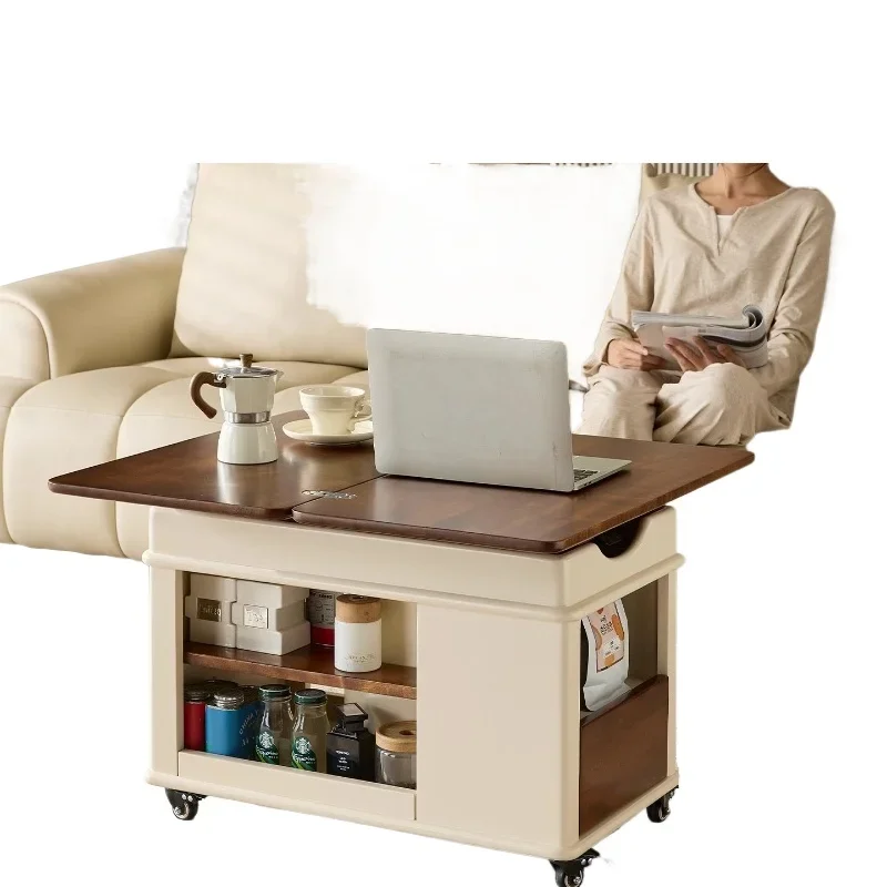 Solid Wood Removable Coffee Table Storage Home Folding Lifting Sideboard Multifunctional Sofa Side Table