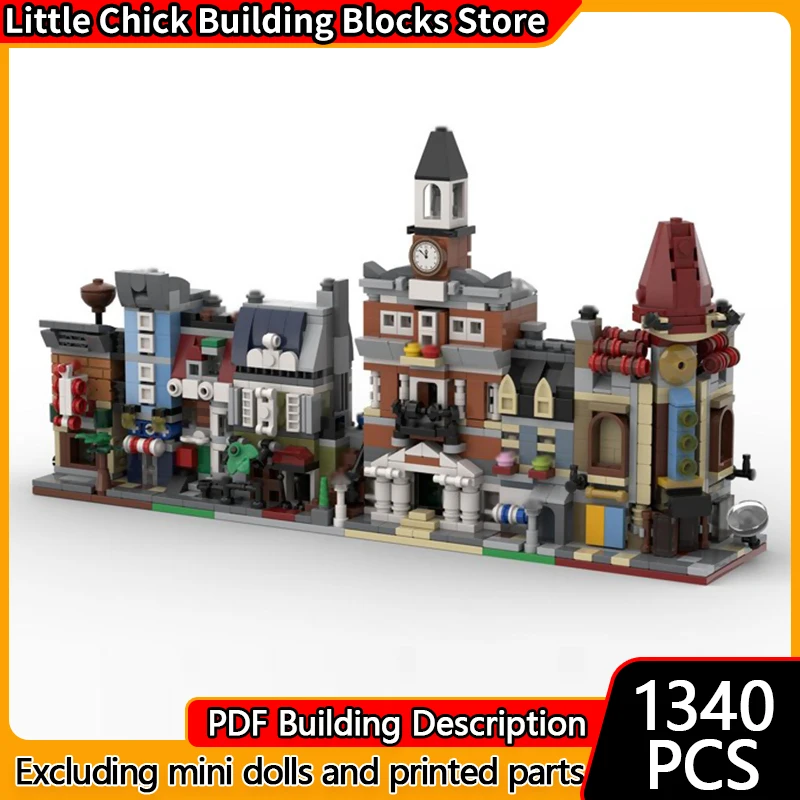 City Street View Model MOC Building Bricks Architecture Mini Modular Technology Children Holiday Gifts Assemble Toys Suit
