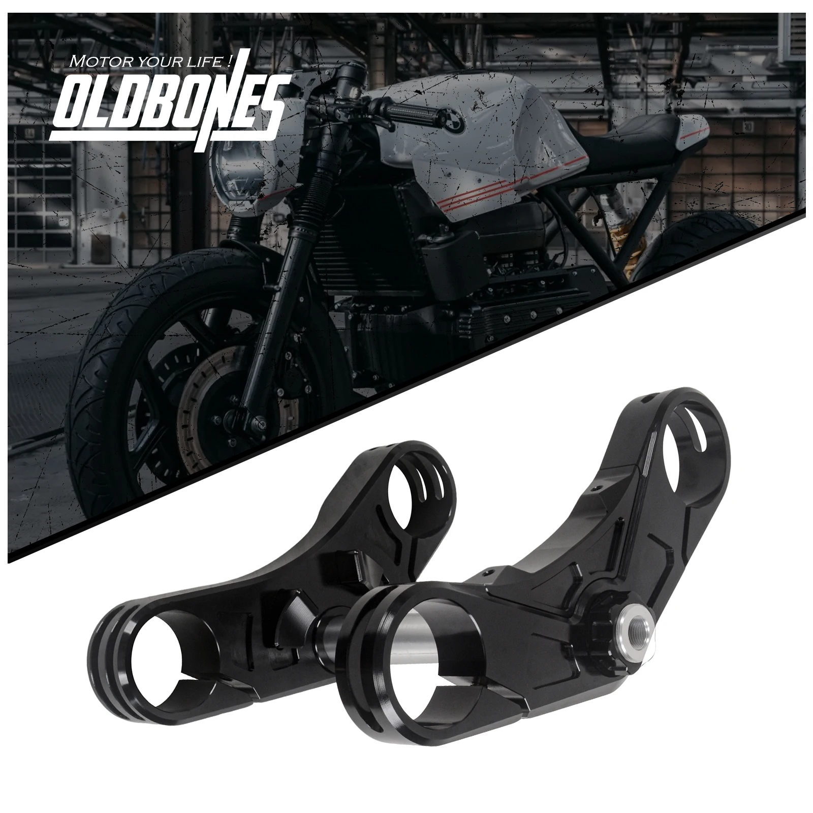 

Oldbones Cafe Racer For BMW K100 Motorcycle Triple Clamp Upper Lower Connecting Plate With Straight Handlebar Fixed Base