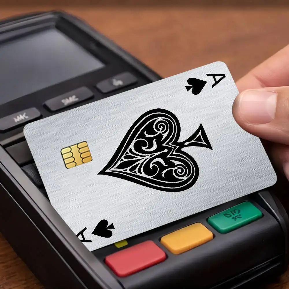 Game Playing Poker Credit Skin Cover Card Stickers 4PCS Film Bus Pass Front Decoration Bank Debit Waterproof