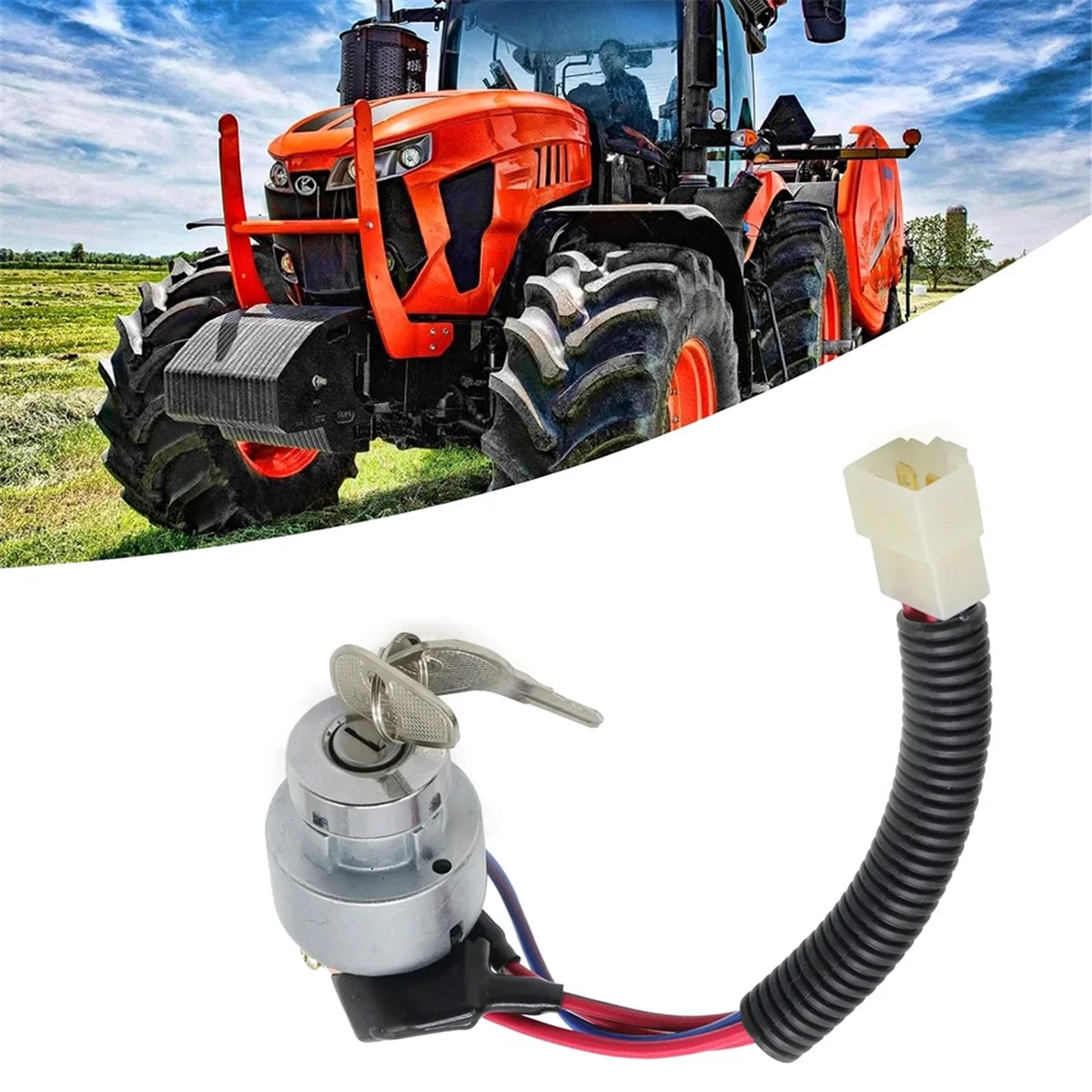 

L33A_Ignition Starter Switch TC020-31822 for Kubota Tractor L2501 L2600 L2800 L3000 L3200 L4300 L4400 MX4700 MX5000 MX5100